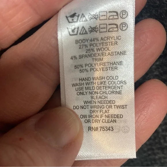 Adrienne Vittadini Charcoal XS Wool Blend Knit Cardigan 1 button & Pockets - Picture 5 of 8